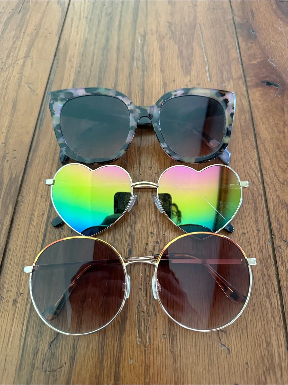 Target Multicolor Tortoiseshell, Rainbow Mirror, and Brown Round Sunglasses Trio
